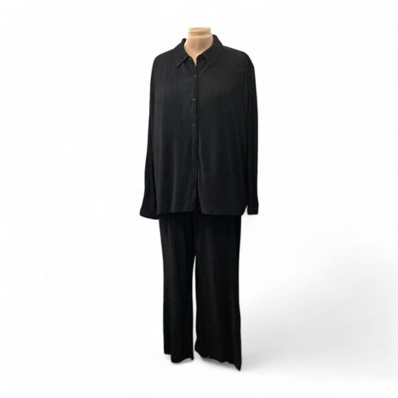 Nine.Eight Plisse Pleat Shirt and Pants Set, Black. Size 3X NEW! - Picture 6 of 10